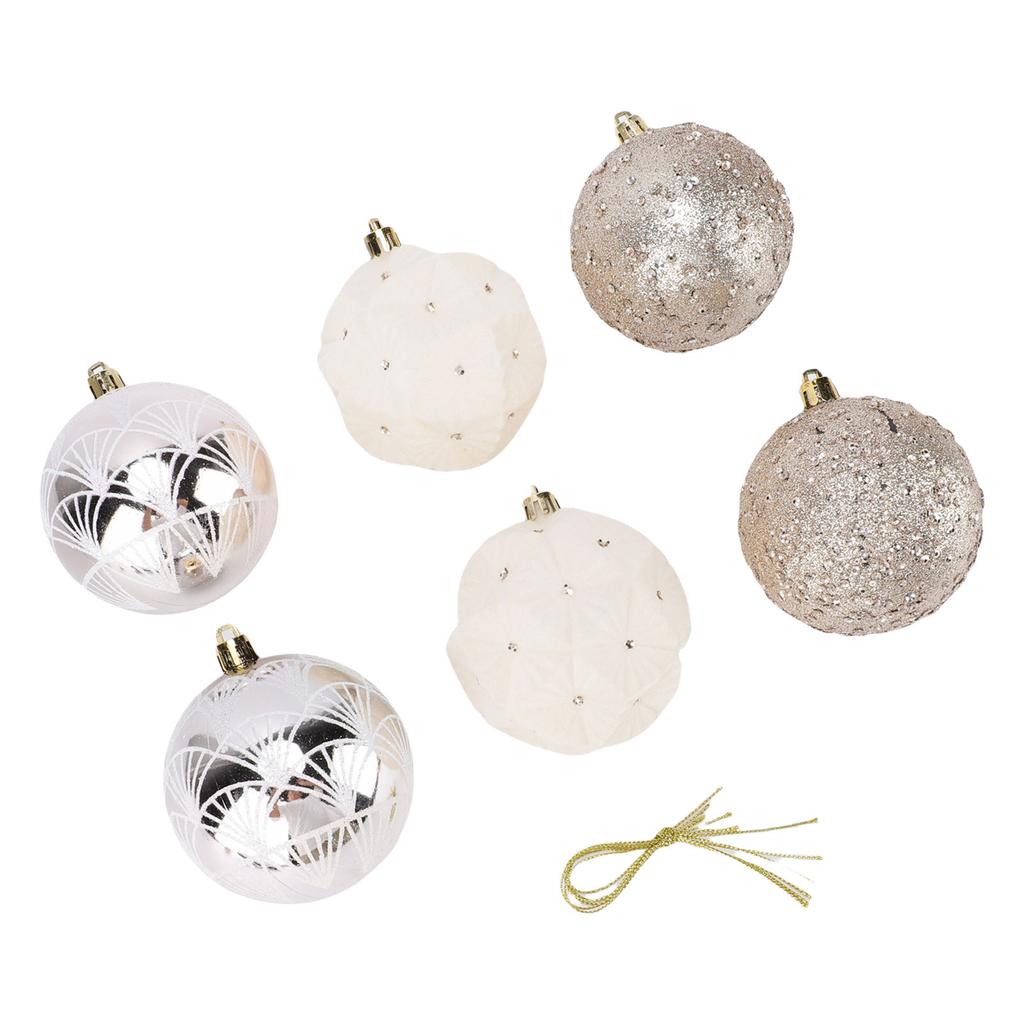 6PCS Velvet Xmas Balls Set 3.1 Inch PVC Flocked Hanging Xmas Ball Tree Ornament Decoration for Holiday Party Decor