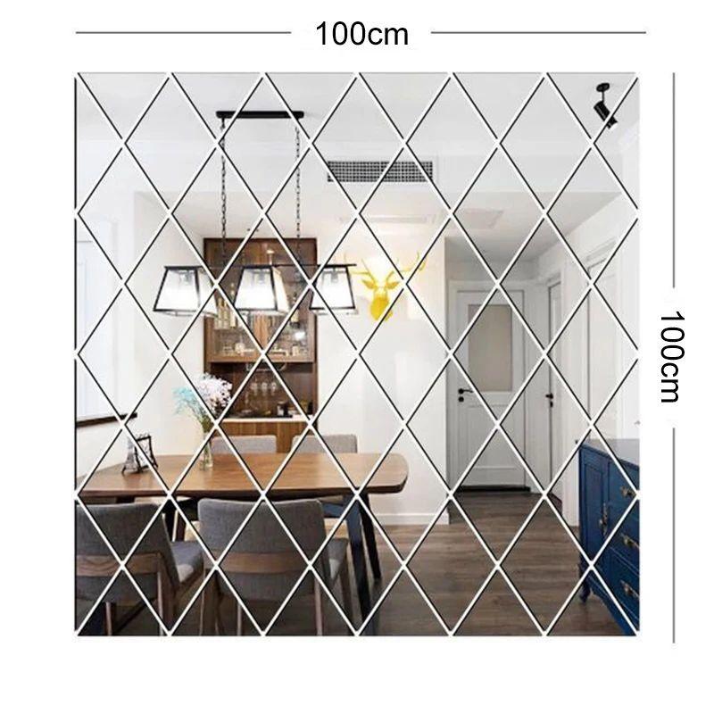 

58/116Pcs 3D Mirror Wall Sticker DIY Diamond Triangles Acrylic Wall Stickers Self Adhesive Wall Decal for Living Room Home Decor