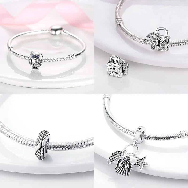 Copper Plated Charms Beads Zircon Pendants Fit Original Bangle Bracelet Making For Woman Jewelry Gift