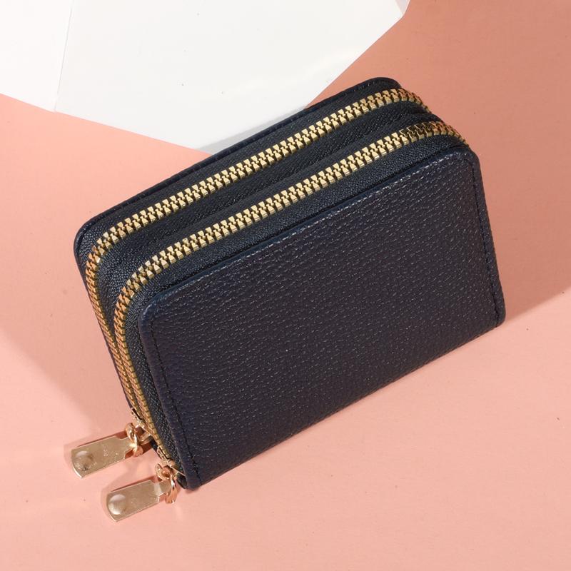 Damen Reißverschluss Kurzer Stil Geldbörse Lychee-Muster Mode Große Kapazität Multi Kartenfächer Münzbörse mit Reißverschluss