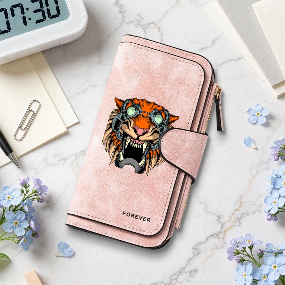 Cyber Tiger Pattern Long Wallet Forever Style Fashion Purse for Daily Use