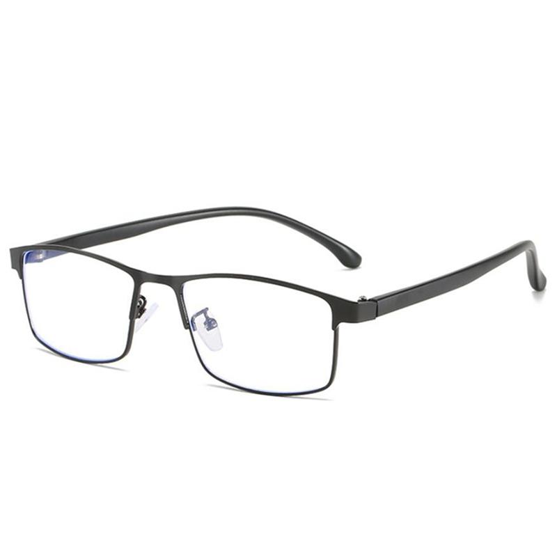 Full Frame Blue Light Blocking Square Prescription Spectacle Women Men Metal Minus Lens Okulary Korekcyjne  0 -0.5 -1.0 To -6.0