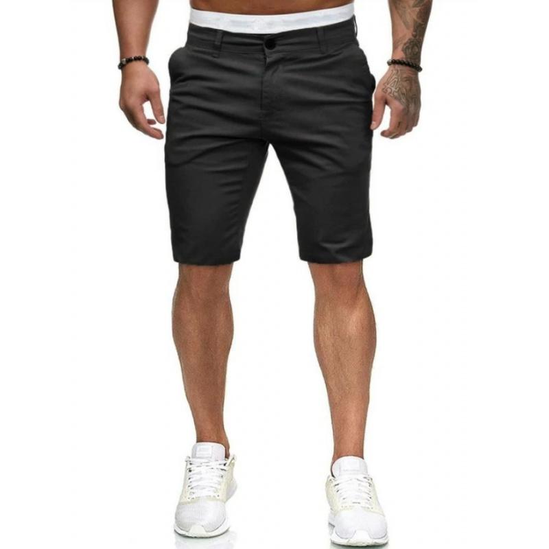 New Men Casual Fashion Solid Color Simple Slim Straight Shorts For Young Men