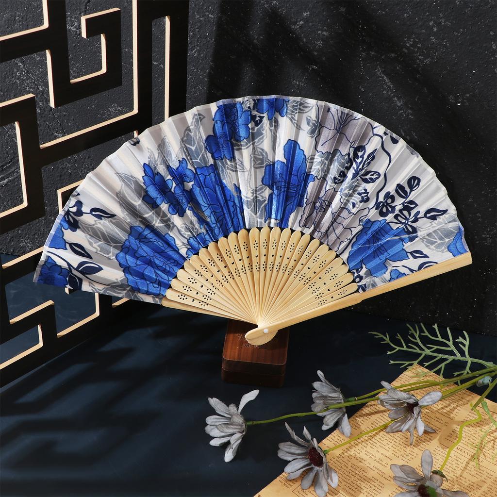 10 Pcs Hand Held Folding Fan Summer Vintage Bamboo Folding Fan Women Craft Silk
