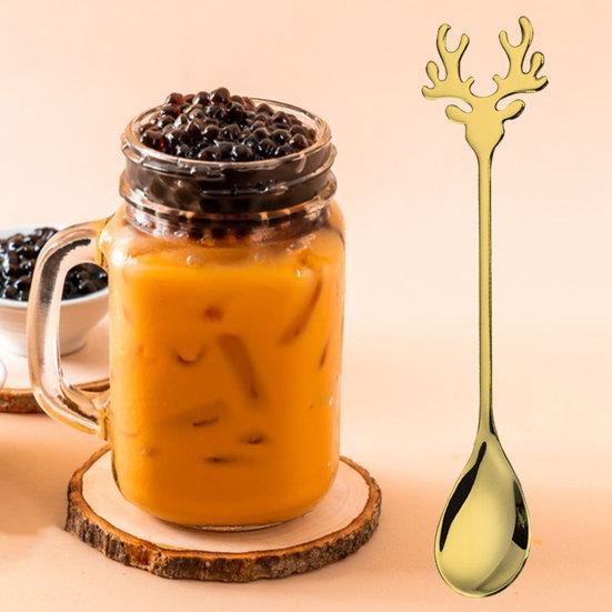 Ice Cream Scoop Food Grade 304 Stainless Steel Christmas Elk Dessert Coffee Spoon