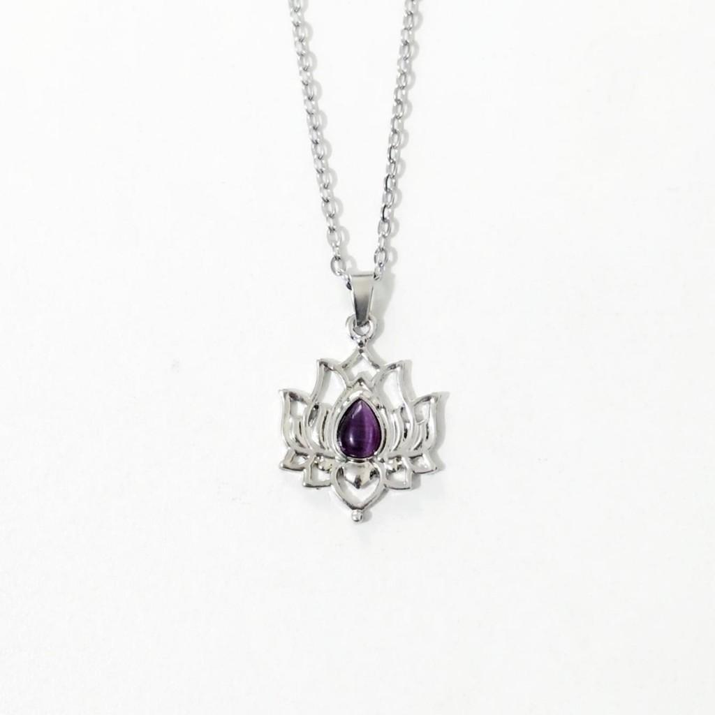 Yoga Lotus Bohemian Pendant Necklace With Geometric Design For Women