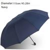115CM Extra Large Windproof & Waterproof Folding Umbrella Reinforced 190T Impact Cloth For Business Travel Rainy Sunny Days