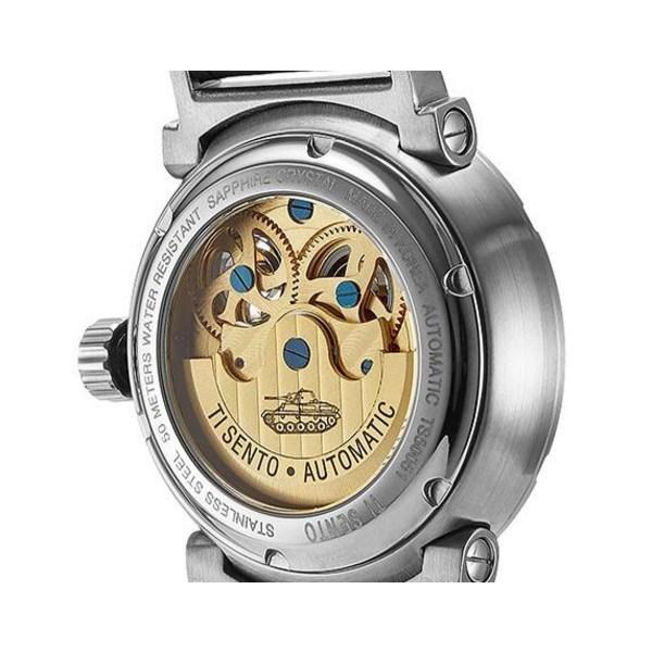 [Ticento]Men's Sun & Moon Automatic Leather Watch TS50051WTBK + Shopping Bag, Korean Luxury Watches