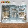 Merry Christmas Backgrounds For Photographs White Snow House Tree Children Shooting Props Decorations Backdrops Studio Photocall