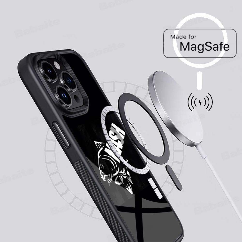 Nash Horgász Logo Telefontok Mágneses Tok iPhone 16 14 13 12 11 15 Pro Max Plus-hoz Magsafe Vezeték nélküli Töltéshez Borító