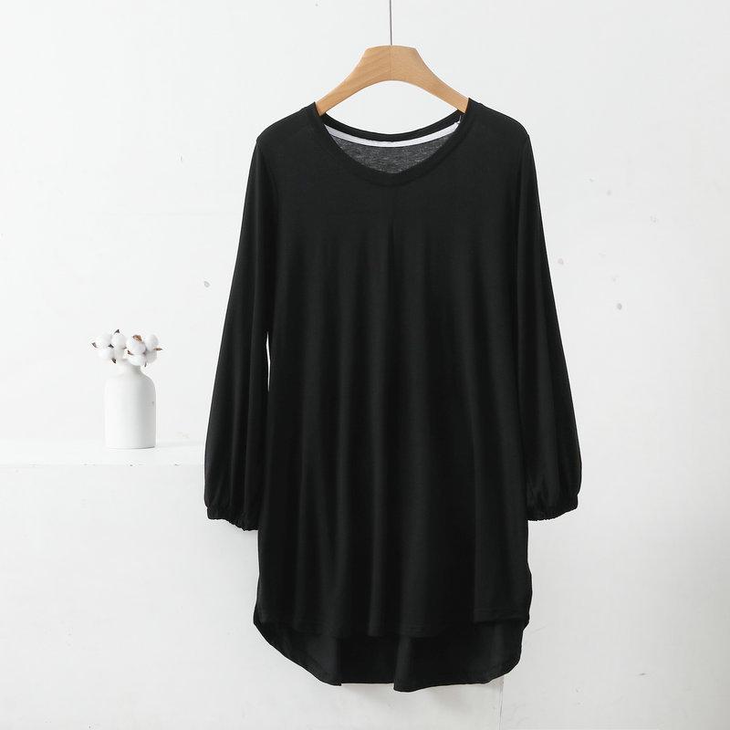 Women's V-Neck Plus Size Loose-Fit Modal T-Shirt - Nine-Sleeve Casual Summer Top