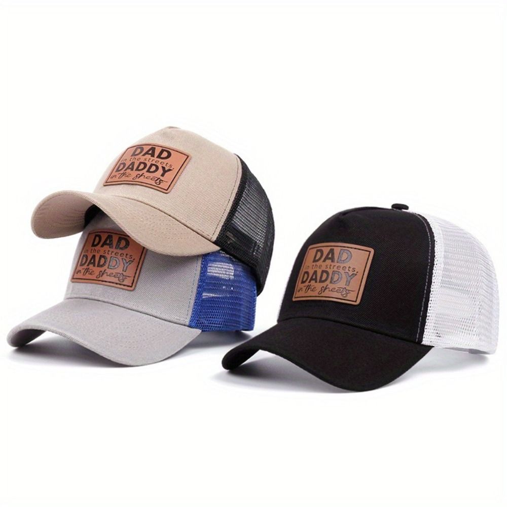 Adjustable Distressed Faded Cap DAD DADDY Leather Label Sunscreen Hats  For Man Women
