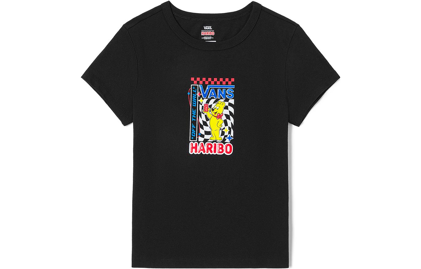 Vans T Shirts Women s Black Crew Neck Moderate Straight Fit VN00046TBLK L