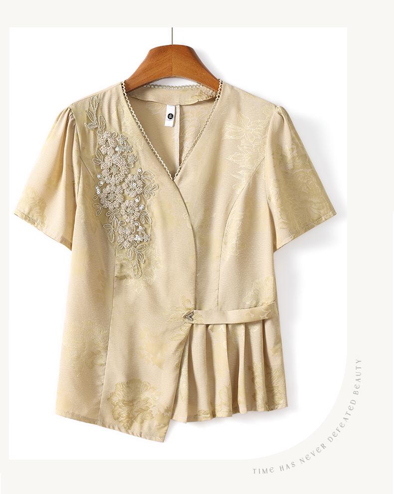 2026 Elegant New Style Chinese Jacquard Embroidered Short-Sleeve Summer Top