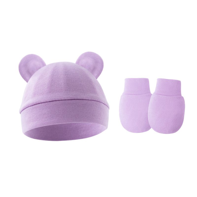 Conjunto de Chapéu e Luvas para Bebê Menina Algodão Gorro para Recém-nascidos Acessórios para Meninas Touca para Bebê Touca para Crianças Pequenas e Bebês Presente para Recém-nascidos