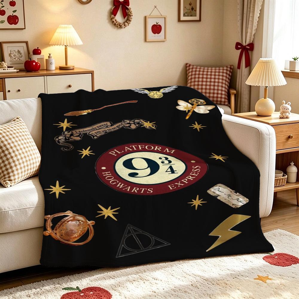 Hogwarts Magical Adventure Theme Printed Blanket Thick Warm Throw Blanket For Living Room Bedroom Study Home Decor Christmas Gift