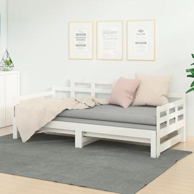 Vidaxl Extendable Bed, White, Solid Pine Wood, 2X(80X200) Cm