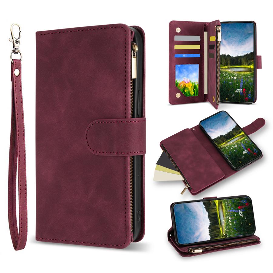 Wallet Multi-card Slot Zipper Magnetic Flip Leather Case For Samsung Galaxy S26 Ultra S25 FE A16 A17 A26 A27 A36 A37 A55 A56 A57