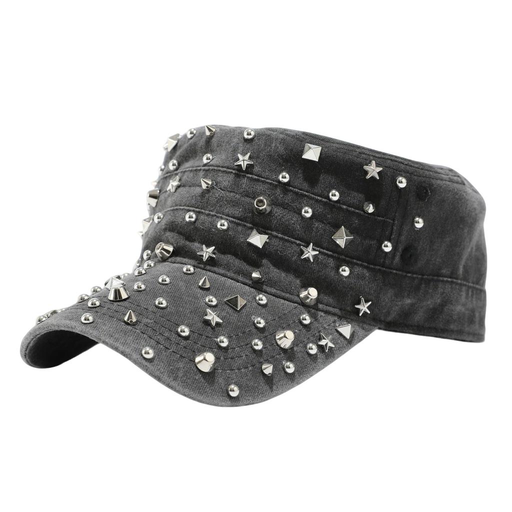 Flat top hat Heavy industry rivet military hat Women's retro washed old baseball hat Men's outdoor sunshade cap