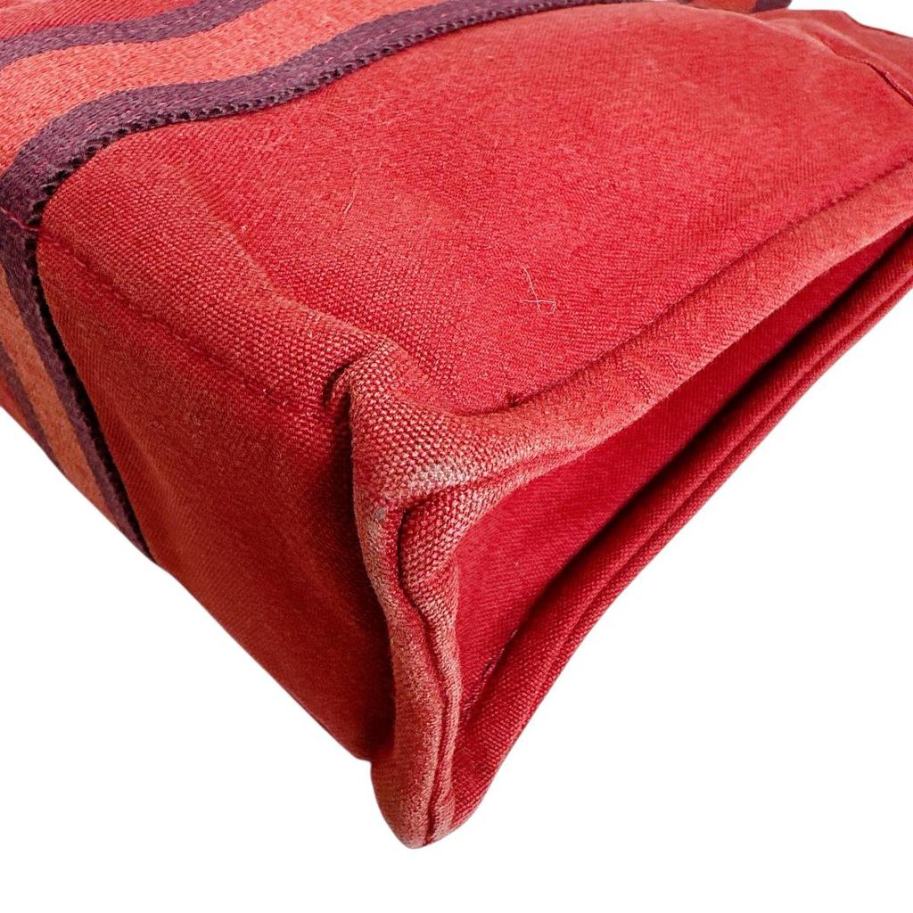 Hermes Fool Toe PM Handbag Canvas Red Unisex Used