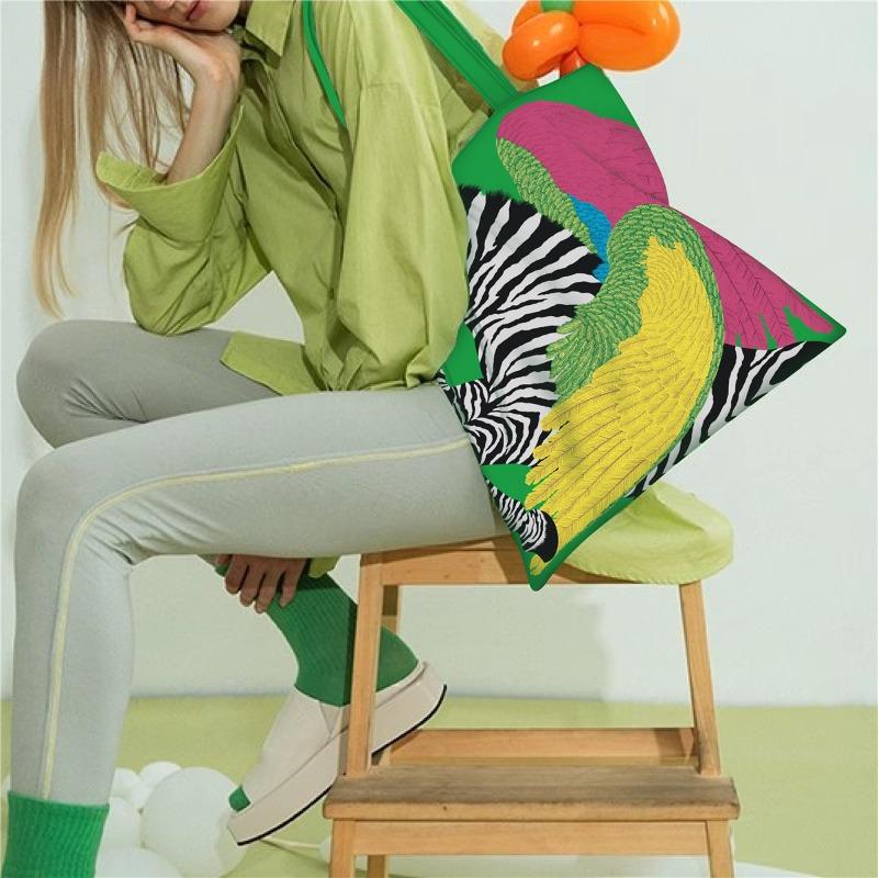 Printed Canvas Bag Women's Hand Bag Large Capacity Student Tutoring Shoulder Bag