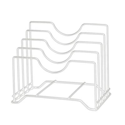 Schneidebrett-Aufbewahrungsgestell Eisen 4 Schlitze Integrierter Topfdeckelhalter für Küchenarbeitsplatte Weiß