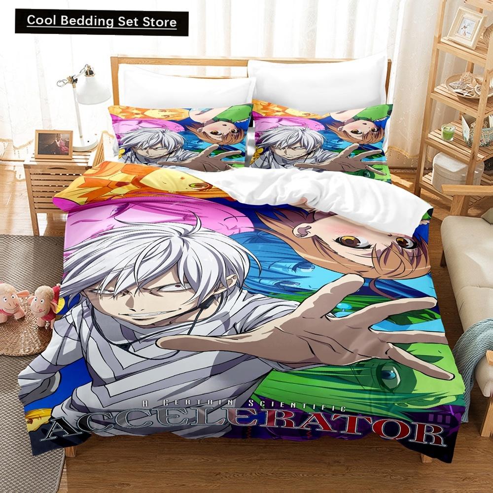 Fashion Anime A Certain Scientific Accelerator Bedding Set Single Twin Full Queen King Size Bed Set Adult Kid Bedroom Duvetcover
