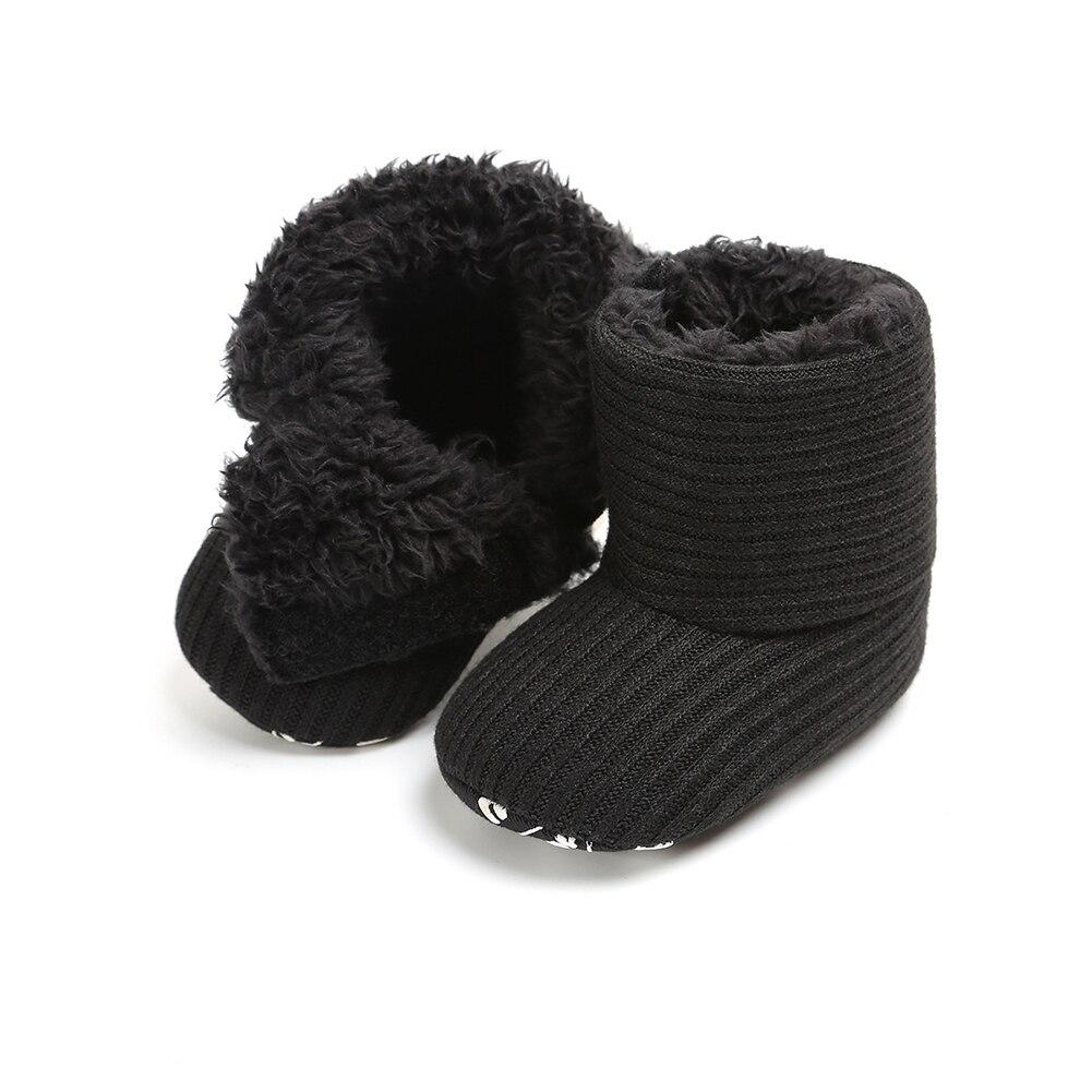 Winter Infant Gestrickte Schnee Stiefel Baby Junge Mädchen Schuhe Weiche Sohle Solide Erste Wanderer Plüsch Gefüttert Prewalker Fleece Stiefel