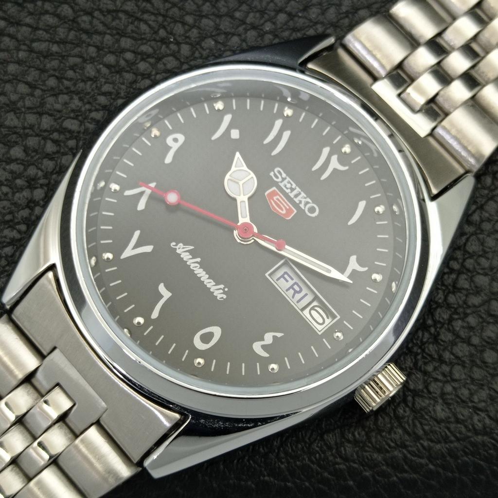 REFURBISHED SEIKO 5 AUTOMATIC 6309A VINTAGE JAPAN MENS BLACK WATCH a441239-4 Sk-a441239