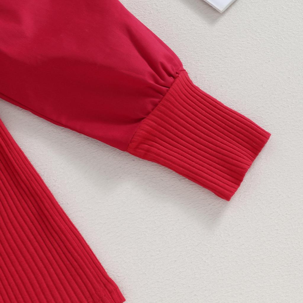 Mädchen-Rock-Outfits, Strickoberteil mit Laternenärmeln und karierter Minirock-Set, 2-teilige Herbstkleidung für Party