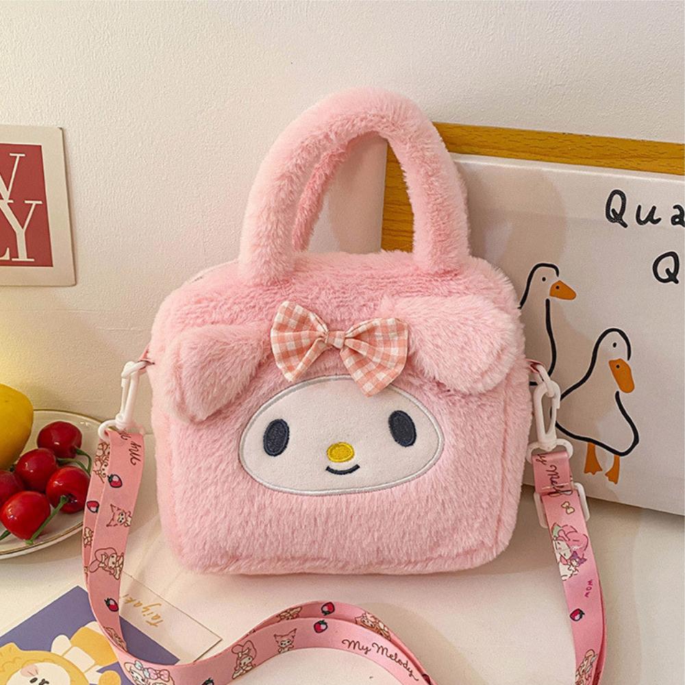 Anime Sanrio Kuromi Handbag My Melody Cinnamoroll Plush Cosmetic Bag KT Cat Travel Storage Bag Women Birthday Christmas Gifts