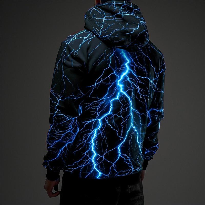 Men's Graphic Lightening Hoodie Hoodies Sweatshirt Fashion Daily Basic Casual Long Sleeve Hooded