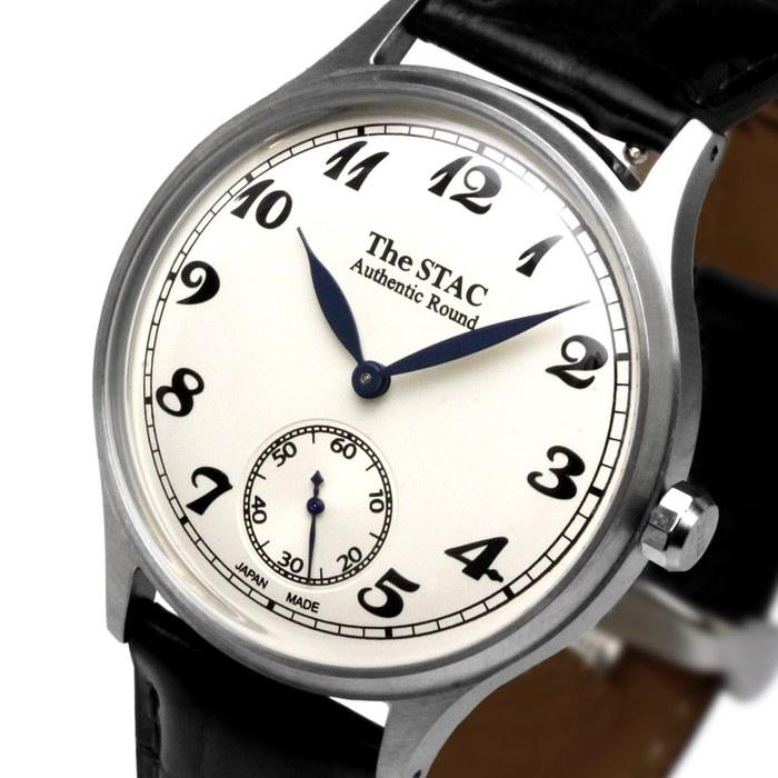 [The Stack] STAC Japanese-Made Watch 36mm Classic Retro White Black Leather ST-AR002 Off-White