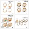 Stylish Gold Tone Geometric Rings Set Adorned with Fashionable Gemstones for Special Occasions Parties Supplies