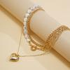 ins wind sweet cool asymmetrical love pendant necklace, multi-layer cross chain necklace jewelry women