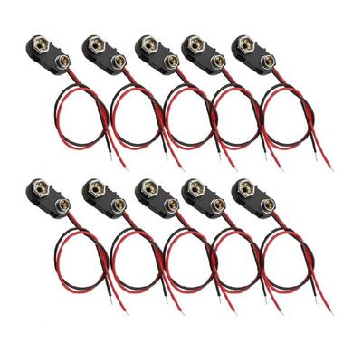 10 Pcs Connecteur Clip pour Pile 9V avec Fils de Connexion Support de Faisceau Boîtier Type I