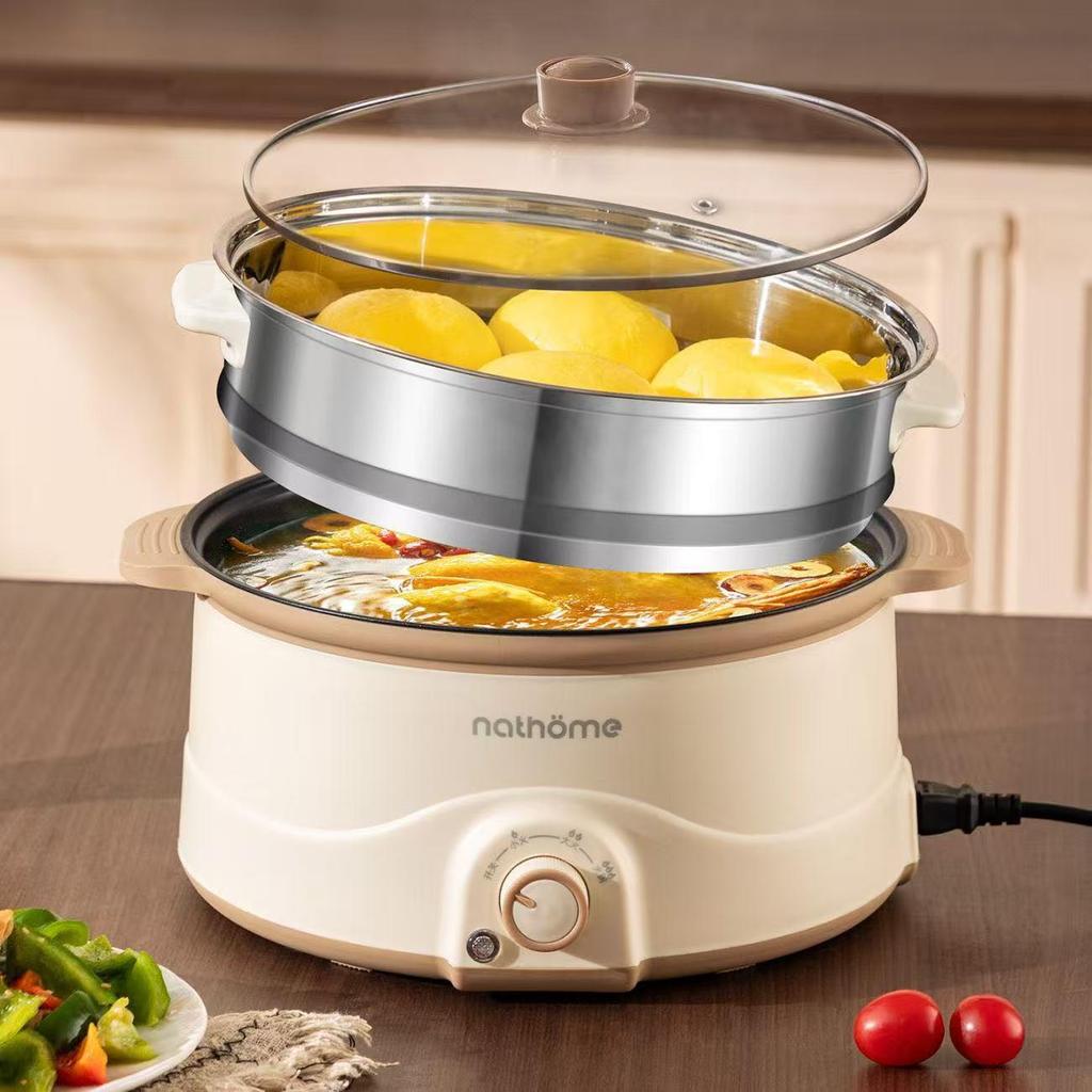 Wielofunkcyjny multicooker elektryczny All-in-One: Nieprzywierający multicooker, patelnia, urządzenie do gotowania jajek, wszechstronny garnek do gotowania do akademików i użytku domowego.