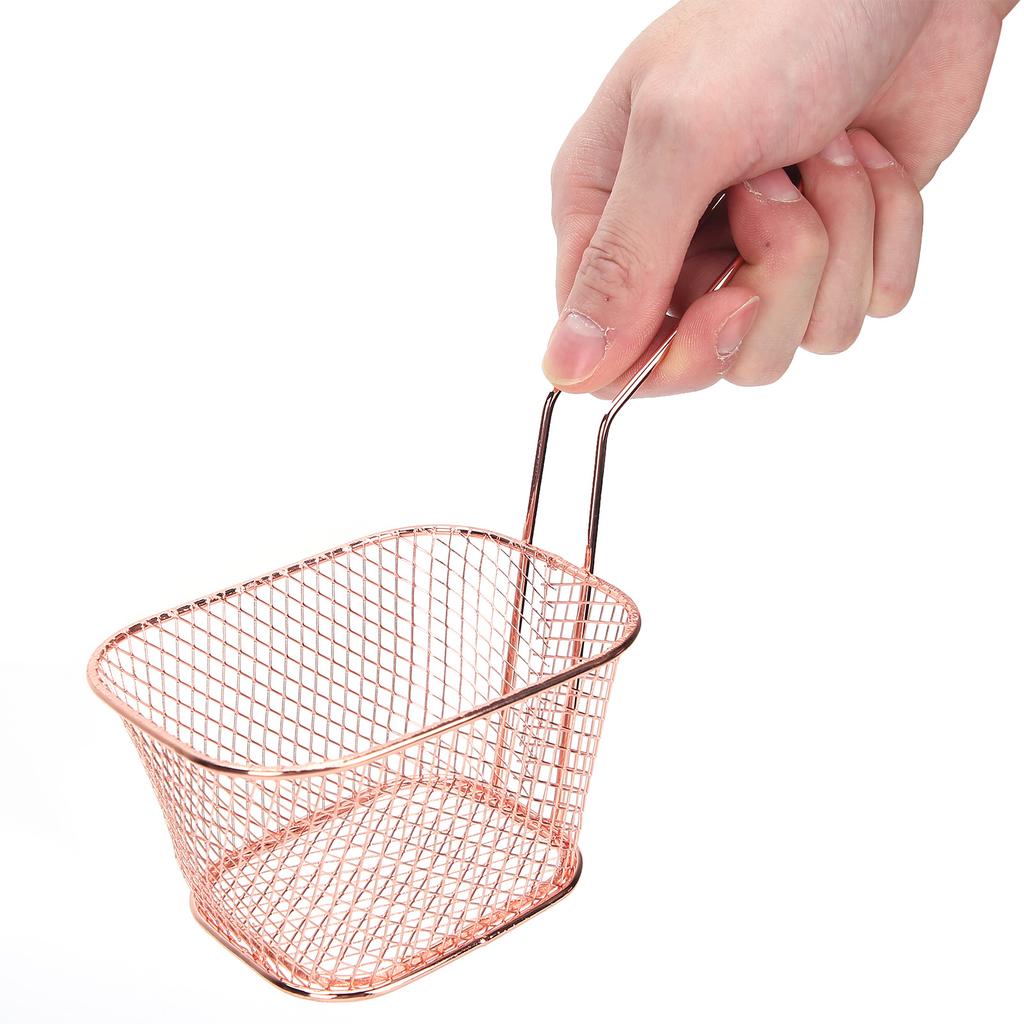 4Pcs French Fry Serving Baskets Stainless Steel Fry Basket Square Chicken Wings Holder For Restaurant Cafe Table Food Serving