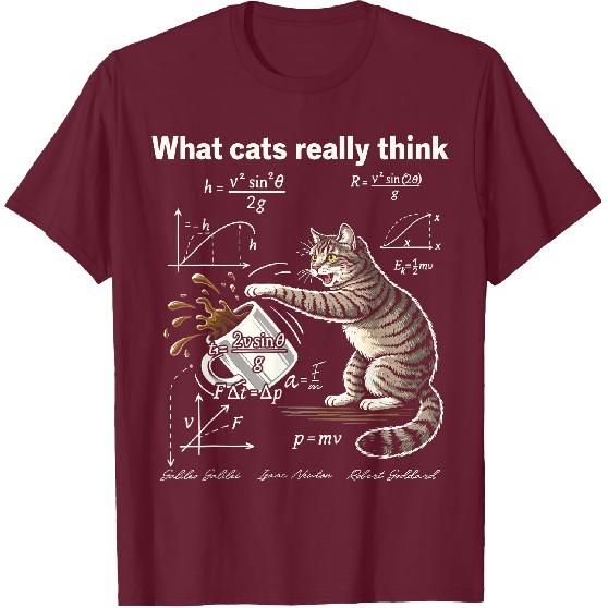 Funny Cat Physics Mug Knock Over What Cats Really Think T-Shirt