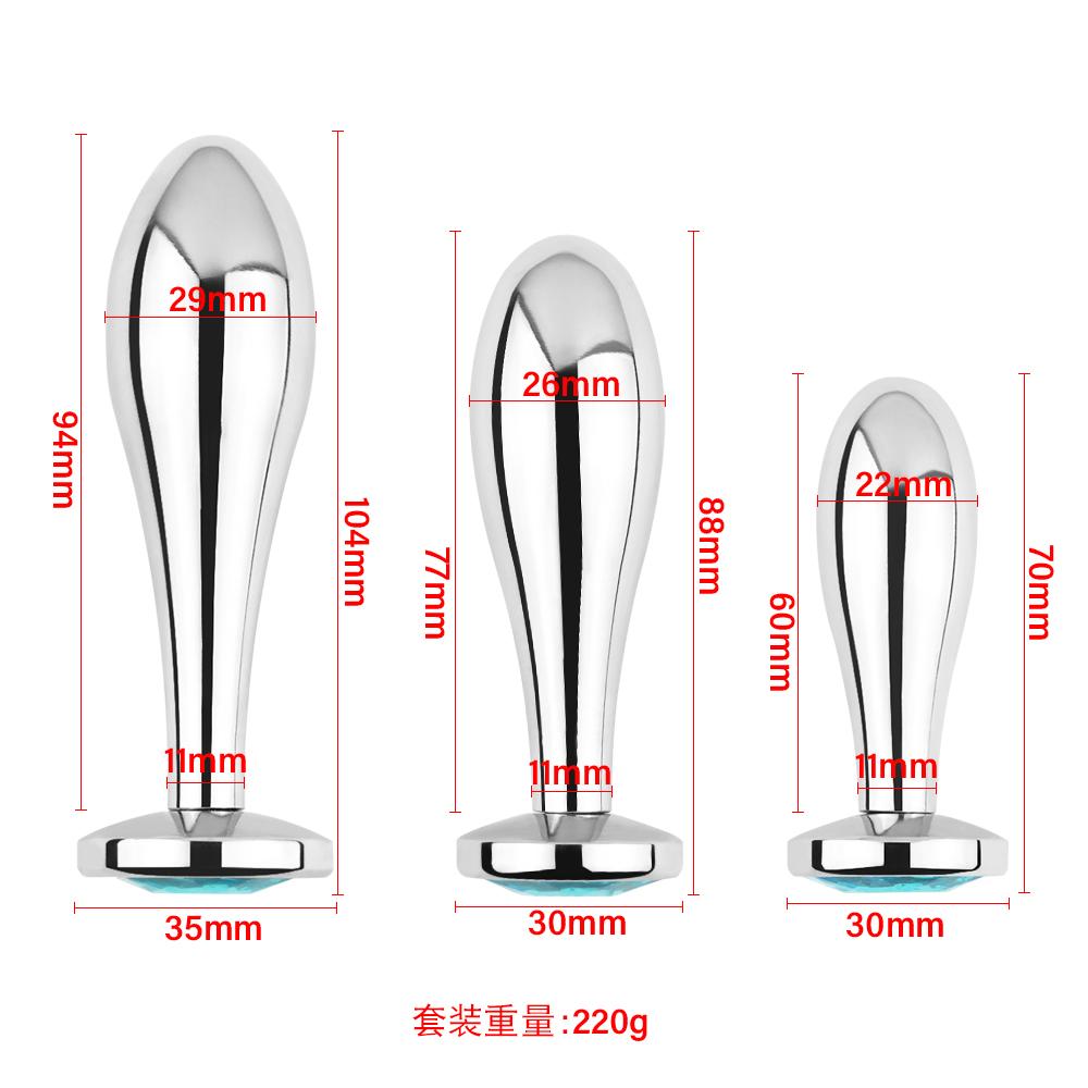 Metal Drop Anal Plug For Women Stainless Steel Three Sizes Jewel Base Butt Plug G-point Massage Adult Sex Toys Male/Famale Gay