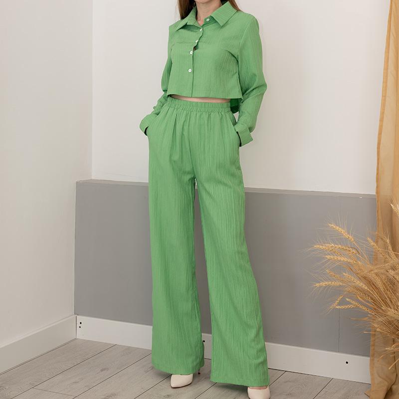 Streamgirl Women Summer Pants Sets 2 Pieces Crop Tops And Wide Leg Pants White Chiffon Thin Two Pieces Pant Sets Women's Suits