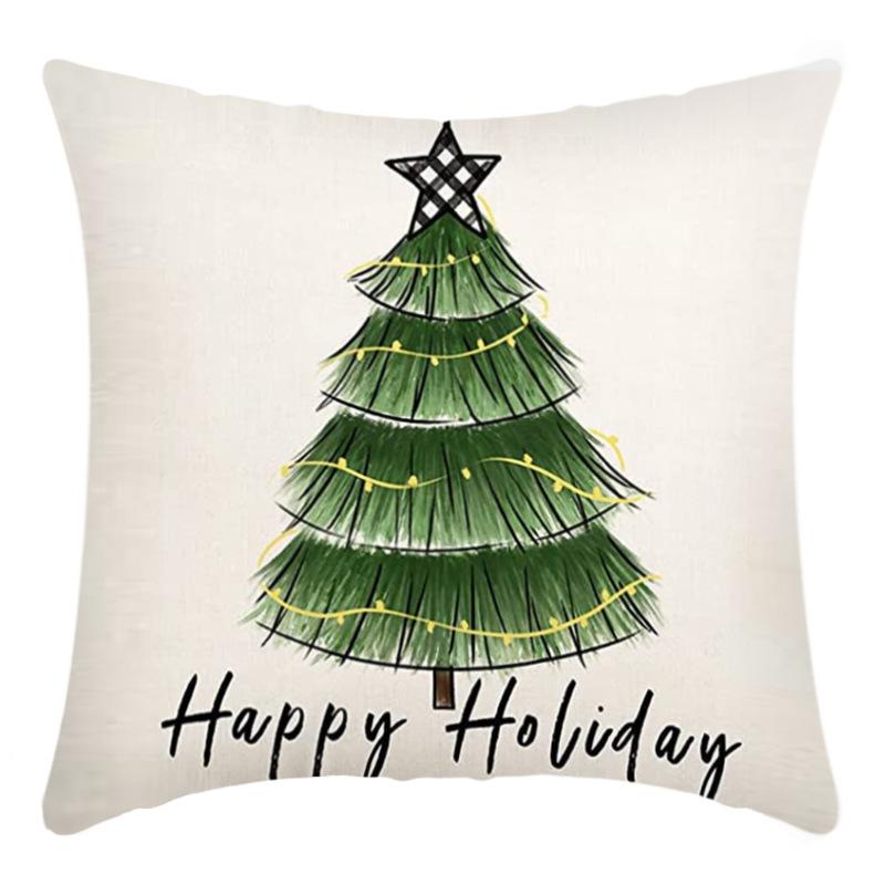 New Christmas Throw Pillow, Polyester Linen, Festive Dress Cushion, Bedroom Living Room Square Pillow, Cushion Pillow Case