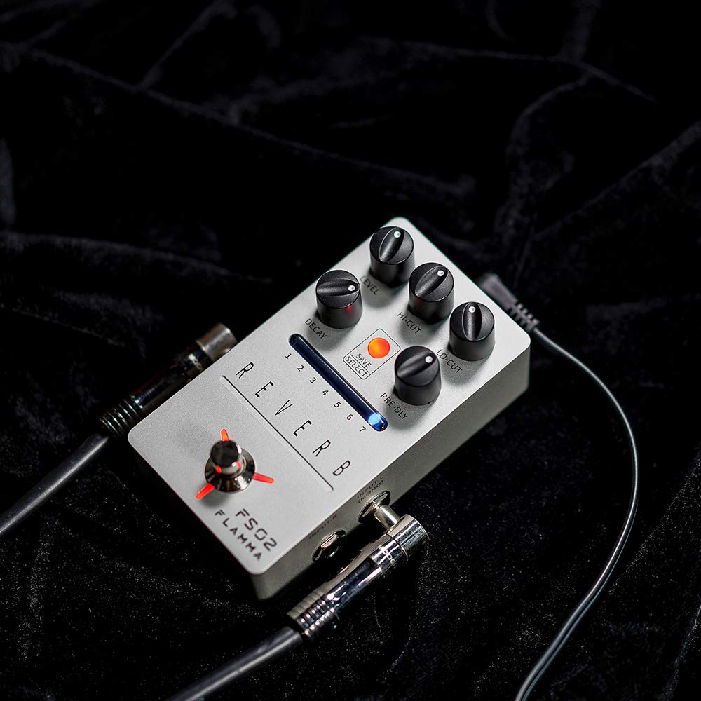 FLAMMA FS02 Digital Reverb Guitar Pedal with 7 Classic Effects, Trail On, Buffered Bypass, Silver Stereo Digital Reverb Effects Pedal