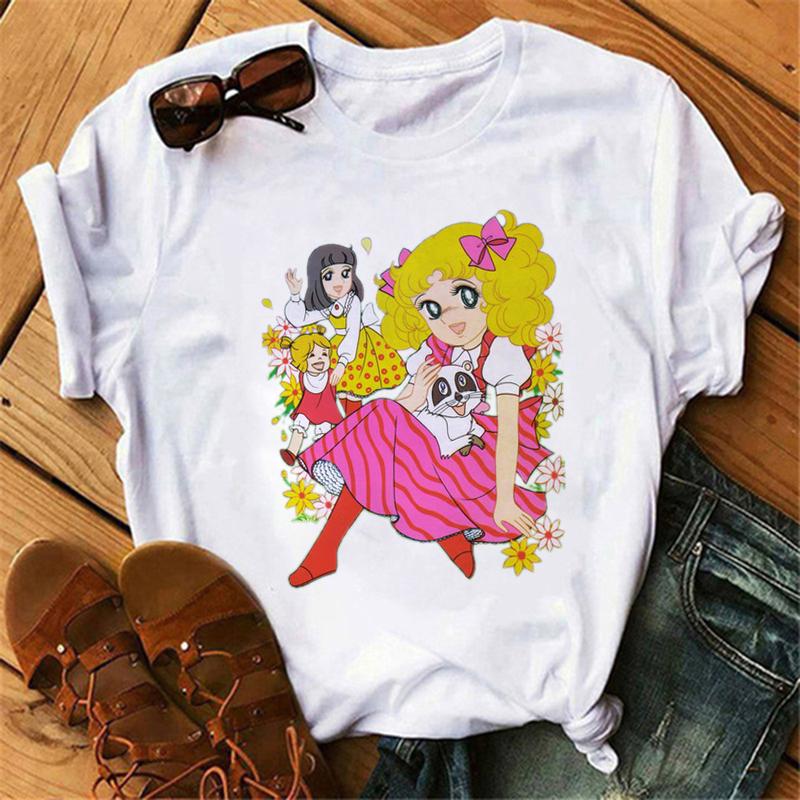 Anime Candy Candy T-shirt Clothes for Women Japanese Manga Short Sleeve Graphic Tee Y2k Kawaii Casual Tops Women's Sumer Clothes