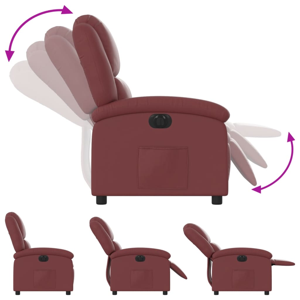 Electric Recliner Chair Burgundy Synthetic Leather