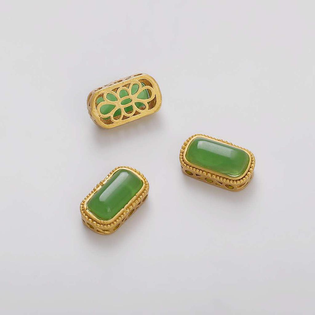 Handmade Copper Gold Spacer Beads: Zircon Jade Loose Gemstones for DIY Necklaces, Bracelets, Jewelry, and Pendant Accessories