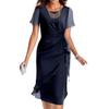 Damen Sommerkleid Slim Fit Kleid Farbe Chiffon Rundhals Kurzärmeliges Kleid