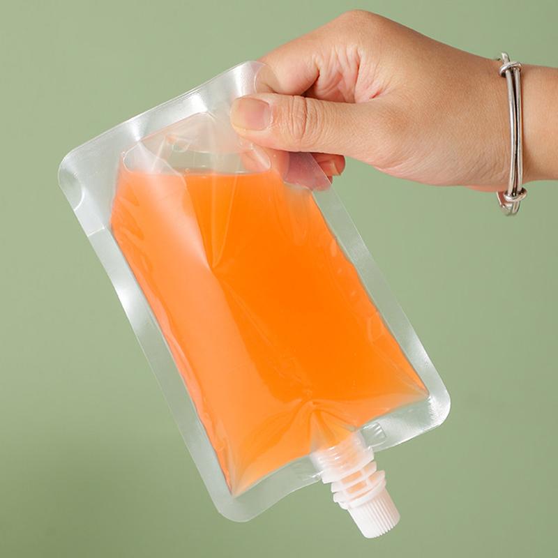 100Pcs Stand Up Liquid Spout Pouch Bag / Clear Plastic Beverage Container Juice Storage Spout Bags