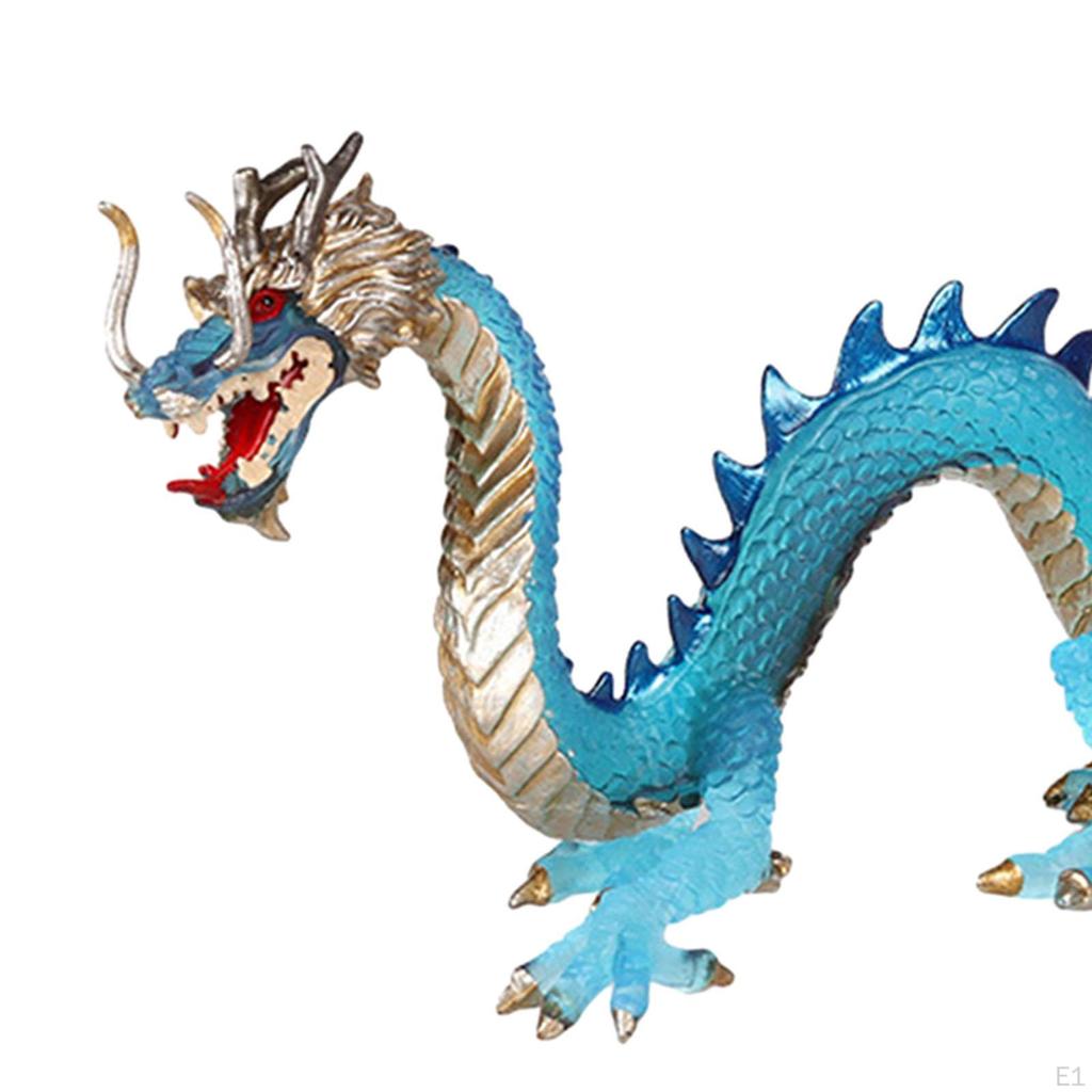 Hand Painted Chinese Dragon Figurine Simulation Shape Model Toy