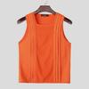 INCERUN Men Summer U Neck Sleeveless Mesh Sheer Stitching Fitted Tank Tops
